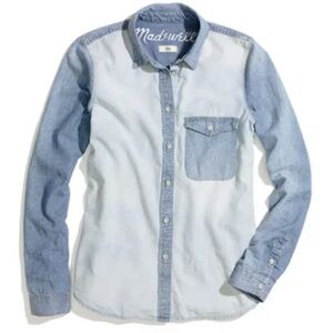 Madewell long sleeve distressed button down shirt